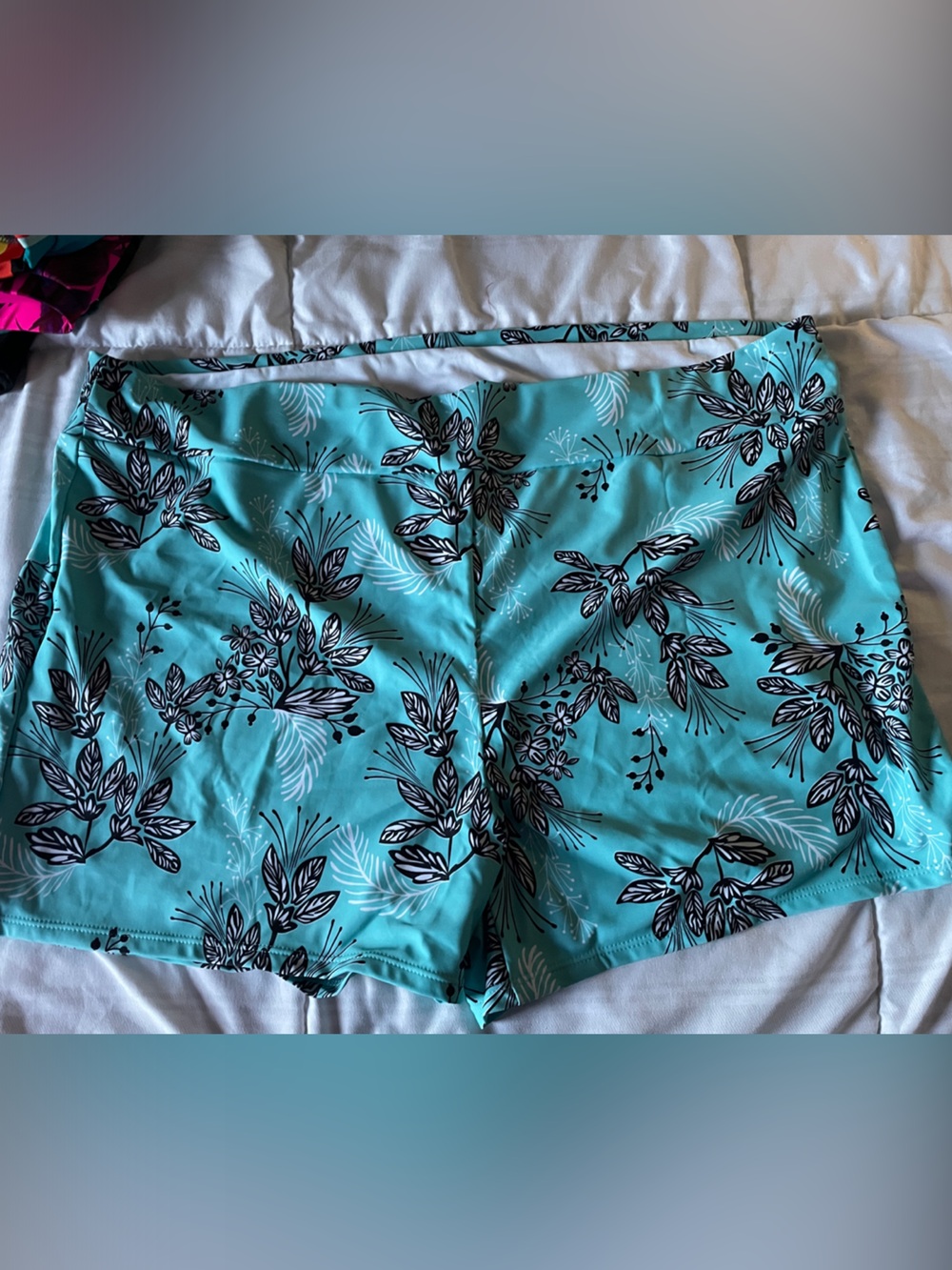 SHEIN Turquoise Floral Women's Swim Shorts